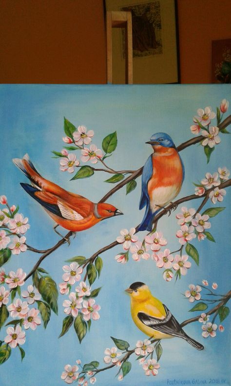 Birds Painting Acrylic Canvases, Hummingbird Art Drawing, Bird Painting Acrylic, Whimsical Art Journal, Small Canvas Paintings, Beautiful Art Paintings, Canvas Painting Designs, Landscape Art Painting, Art Painting Gallery