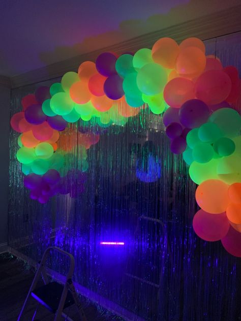 Neon Party Photo Backdrop, Neon Hoco Theme, Neon Party Backdrop, Neon Party Photo Booth, Glow Party Photo Booth, Neon Photo Wall, Neon Photo Booth, Neon Backdrop, Fairy Light Backdrops