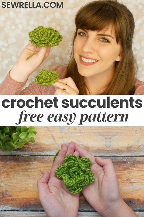 Crochet Succulent Tutorial, Crochet Plants Free Pattern Easy, Succulent Crochet Free Pattern, Crochet Succulents Free Pattern, Crochet Plants Free Pattern, Crochet Cactus Free Pattern, Plants Crochet, Crochet Plants, Crochet Succulent