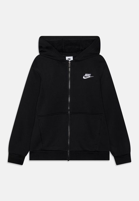 Nike Sportswear CLUB UNISEX - Zip-up sweatshirt - black/white Ensemble Nike, Black Nike Jacket, Nike Zip Hoodie, Sweatshirts Nike, Black Nike Hoodie, Nike Noir, Cute Nike Outfits, Black Sweats, Nike Sweats