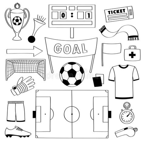 Soccer Doodles Easy, Soccer Drawings Easy, Football Drawing Easy, Soccer Doodles, Football Doodles, Soccer Drawing, Cool Easy Drawings, Football Drawing, Page Illustration