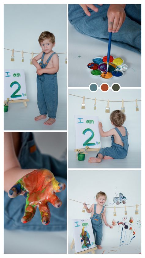 Second birthday pictures, fun paint smash 2year Birthday Photoshoot, Creative Kids Photoshoot Ideas, Toddler Painting Photoshoot, Diy 2nd Birthday Photo Shoot, Two Year Old Birthday Photo Shoot, 2 Year Baby Boy Photoshoot, Toddler Boy Birthday Photoshoot, Baby Boy Second Birthday Ideas, Two Year Old Photo Shoot Boy