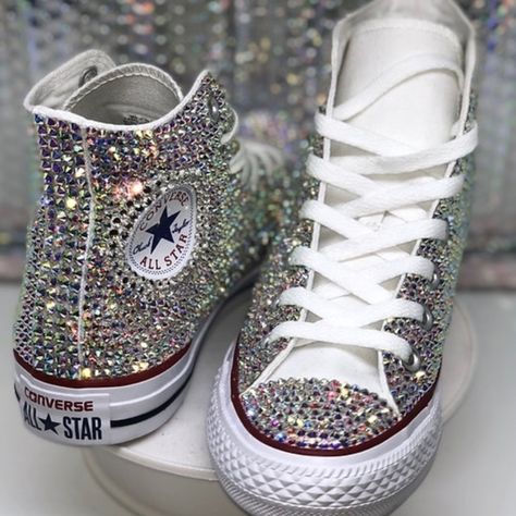 Rhinestones Converse, Bling Converse Shoes, Bedazzled Converse, Sparkly Converse, Rhinestone Converse, Blue Quinceanera, White Converse Shoes, Bedazzled Shoes, Bling Converse