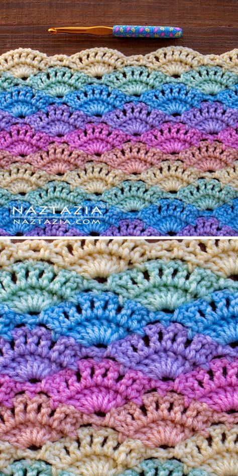 Crochet Shell Blanket, Crochet Shell Pattern, Crochet Blanket Stitch Pattern, Crocheted Afghans, Granny Square Haken, Crochet Baby Blanket Free Pattern, Crochet Blanket Pattern Easy, Crochet Afghan Patterns Free, Crochet Shell Stitch