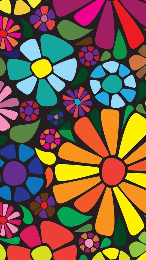 Flower Power Painting, Simple Murals, Simple Graphic Art, Pola Cat Dinding, Britto Art, Pot Flowers, زجاج ملون, Tableau Pop Art, Tableau Art