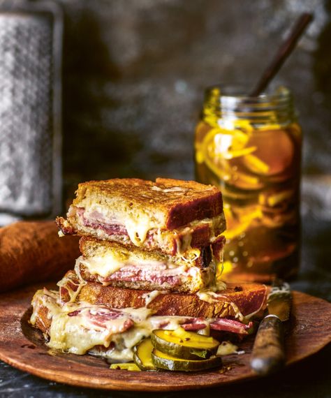 The Ultimate Cheese Toastie with Bread & Butter Pickles | Great British Food Awards Ham Cheese Toastie, Cheese Pickle Sandwich, Bulking Foods, Cheese And Pickle Sandwich, Toasted Sandwich Recipes, Cheese Toasties, Cheese Toastie, Great British Food, Pink Monkey