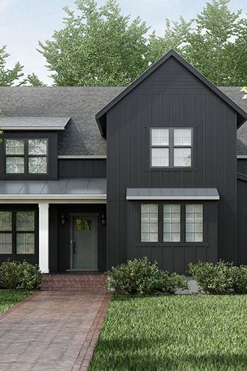 The 15 Best Exterior Paint Colors to Boost Your Home's Resale Value #purewow #home #paint Best Exterior Paint Colors, Dark Grey Houses, Grey Exterior House Colors, Best Exterior House Paint, Benjamin Moore Exterior, Exterior Gray Paint, Gray House Exterior, Best Exterior Paint, Dark Paint Colors