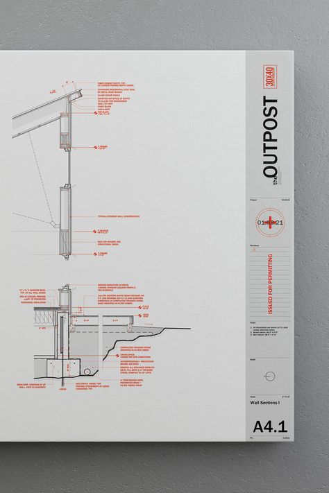 image showing an architectural wall section Revit Presentation Graphics, Title Blocks Design, Revit Title Block Designs, Architecture Drawing Graphics, Creative Title Block Design Architecture, Drawing Title Block Design, Architect Title Block Design, Construction Documents Architecture, Titleblocks Architecture