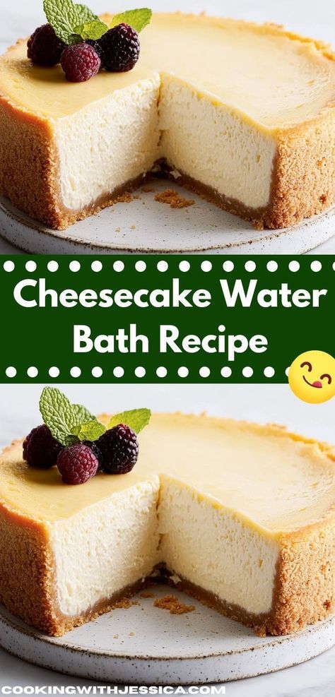 Searching for a foolproof way to make cheesecake? This Cheesecake Water Bath Recipe offers an incredibly moist and tender result, making it a family-friendly option that’s both satisfying and delicious for any dessert lover. Cheesecake Water Bath, Perfect Cheesecake, Bath Recipes, Classic Cheesecake, Creamy Desserts, Fool Proof Recipes, Creamy Cheesecake, Quick Desserts, Graham Cracker Crumbs