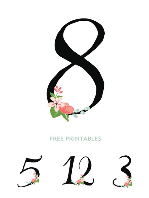 Handdrawn Wedding Printables Wedding Planning Mug, Flower Table Numbers, Floral Table Numbers, Printable Table Numbers, Wedding Table Designs, Hand Drawn Wedding, Card Table Wedding, Free Wedding Printables, Wedding Tables