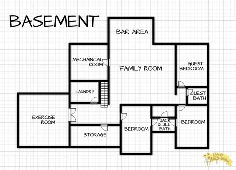 Bedrooms In Basement Floor Plan, Bloxburg Basement Layout Ideas, Basement House Bloxburg, Bloxburg House Layouts Basement, Bloxburg House Layouts With Basement, Basement Ideas Sims 4, Bloxburg House Ideas Basement, Basement Floorplan Ideas Layout, Finished Basement Ideas Layout Floor Plans