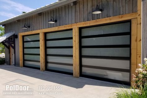 New Modern Hormann Aluminum Garage Door, Union, MI | PolDoor - Overhead Garage Doors Garage Work Shop, Aluminium Garage Doors, Metal Garage Doors, Single Garage Door, Automatic Garage Door, Aluminum Garage, Studio Garage, Pole Barn Garage, Commercial Garage Doors