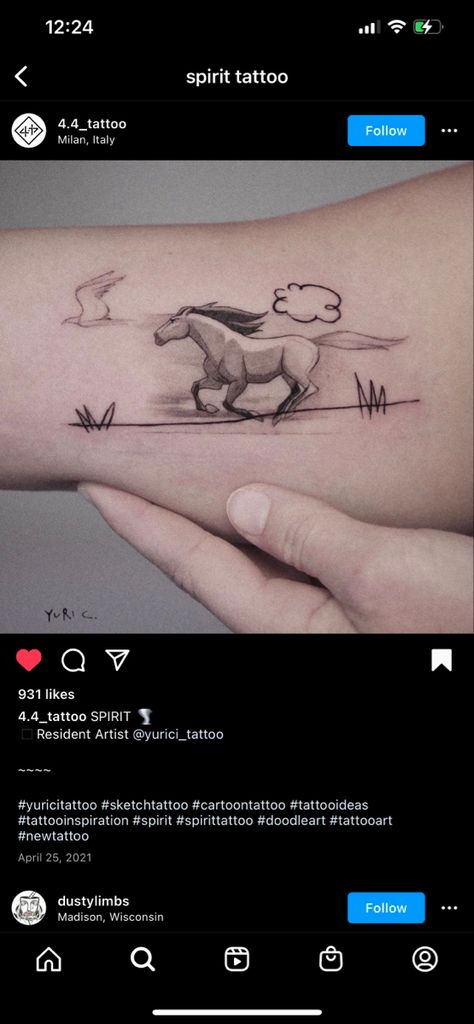 Stallion Tattoo, Spirit Horse Movie, Arte Cowboy, Horse Tattoos, Running Tattoo, Spirit The Horse, Horse Shoe Tattoo, Horse Tattoo Design, Cowgirl Tattoos