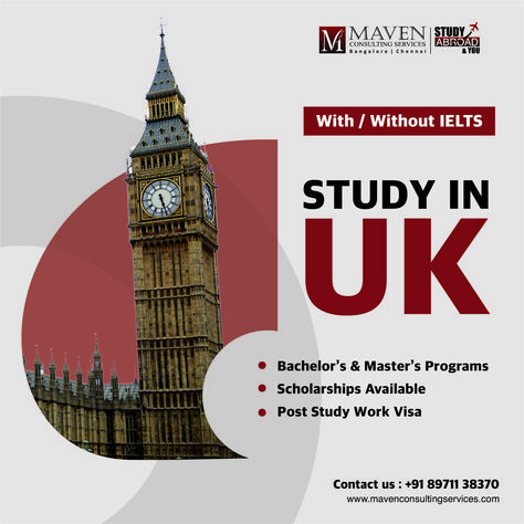 Study in UK with or without IELTS. Get in touch with us for expert counselling at +91 89711 38370 or visit www.mavenconsultingservices.com For more Information regarding Study Abroad. Uk Study Visa Creative Ads, Study In Uk Social Media Post, Study Creative Ads, Abroad Study Poster, Immigration Post Design, Study In Uk Creative Ads, Immigration Creative Ads, Ielts Ads, Study Abroad Poster Design