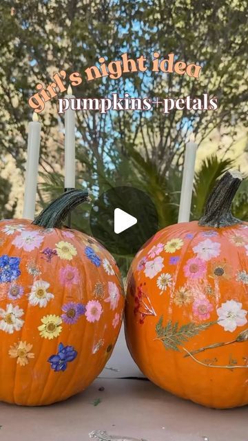 Petals And Pumpkins Party, Pumpkin And Petals, Pumpkins And Petals, Pumpkins And Petals Party, Spooky Girls Night Crafts, Halloween Girls Night Crafts, Modge Podge Pumpkins, Girls Night Craft Ideas, Women Craft Night Ideas