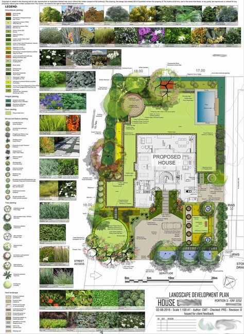 Modern Residential Landscape Development Plan Site Plan Design, Landscape Architecture Plan, Porcelain Paving, Landscape Design Drawings, Landscape Architecture Drawing, Garden Plan, Desain Lanskap, Planting Plan, Permaculture Design