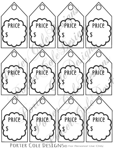 Price Tags Printable DIGITAL FILE Printable Price Tags, Price Tag Template, Box Templates Printable Free, Tag Template Free, Price Tag Design, Signs Youre In Love, Box Template Printable, Printable Tags Template, Yard Sale Pricing