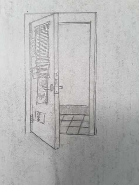 Door Portal Drawing, Doorway Drawing Sketch, Doorway Drawing, School Doors, Perspective Drawing, Classroom Door, Room Layout, Drawing Techniques, Art Classes