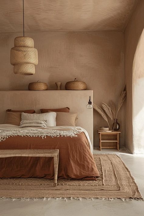 Moody Limewash Bedroom, Earthtone Bedroom Ideas, Bali Bedroom Inspiration, Morocco Interior, Bedroom Ideas Inspiration, Boho Style Bedroom, Cozy Fall Bedroom, Bedroom Wall Colors, Bedroom Essentials