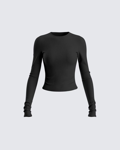 Your new fav everyday staple 🖤 Made from stretch jersey fabric, and complete with long sleeves, and a bodycon fit - this black top is a NEED for all our baddies. Sleek, simple, and sexy... what more could you want 😏 Bodycon Tops, Jersey Long Sleeve, Black Jersey, Black Long Sleeve Top, Casual Sets, Casual Style Outfits, Dream Clothes, Black Top, Mini Black Dress