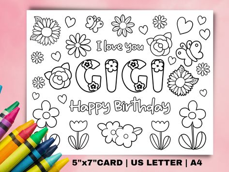 Mothers Day Coloring Cards, Coloring Birthday Cards, Mimi Birthday, Grandma Birthday Card, Grandmother Birthday, Anniversaire Diy, Mom Printable, Birthday Cards For Mom, Mother's Day Greeting Cards