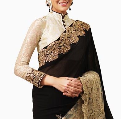 Full Sleeve Collar Blouse Designs, Full Sleeve High Neck Saree Blouse, High Neck Collar Blouse Designs For Saree, High Neck Blouse Designs Collars, Blouse Design High Neck, Blouse Design Full Sleeves, Collar Blouse Saree, Lehenga Sleeveless, High Neck Blouse Pattern