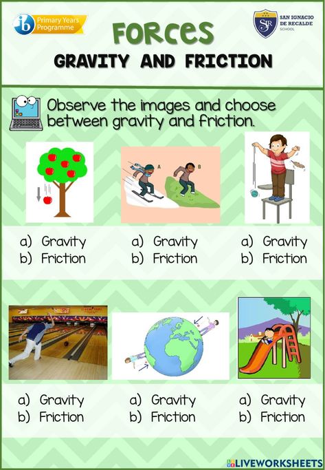 Friction Worksheet For Grade 3, Gravity Worksheet, Friction Worksheet, Friction Activities, Gravity And Friction, Science Vocabulary Activities, Gravity Experiments, Science Lesson Plans Elementary, Gravity Science