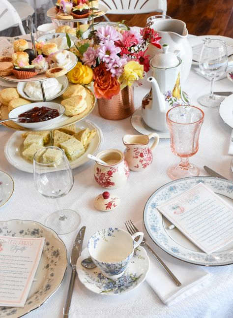 Authentic Afternoon Tea Bridal Shower - Live Like You Are Rich Afternoon Tea Wedding Reception, Wedding Afternoon Tea, Tea Bridal Shower, Afternoon Tea Wedding, English Afternoon Tea, Bridal Shower Tea Party, Bridal Tea, Tea Party Bridal Shower, Bridal Shower Tea