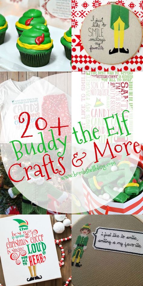 20  Buddy the Elf Ideas and Crafts - I LOOOOVE the movie Elf!! Buddy The Elf Crafts, Elf Movie Party, Elf Film, Elf Themed Christmas Party, Elf The Musical, Elf Printables, Elf Crafts, Elf Christmas Decorations, Elf Tree