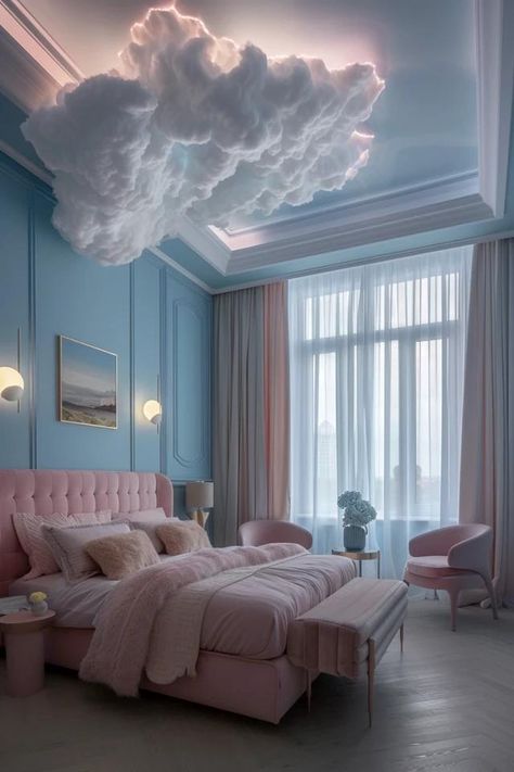 Cloud Room Ideas for Your Dreamy Escape Cloud Living Room Aesthetic, Sky Room Ideas, Bedroom Ideas For Attic Rooms, Cloud Room Ideas, Cloud Bedroom Aesthetic, Diy Clouds Decorations, Cloud Room, Cloud Bedroom, Boho Bedroom Design