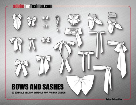 Bow Reference, Bow Types, Technical Flats, Vector Symbols, Sketching Tips, Work Smarter Not Harder, Fashion Illustrations Techniques, Clothing Design Sketches, Drawing Clothes