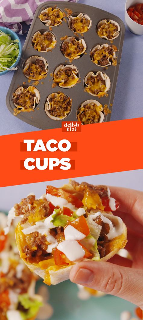 Easy Recipe With Tortillas, Taco Cups Corn Tortillas, School Lunch Tacos, Taco Meat Meals Dinners, Mini Taco Bowls Flour Tortillas, Taco Lunch Ideas For Kids, Mini Taco Cups With Tortillas, Taco Meat Ideas Easy Dinners, Fun Taco Night Ideas