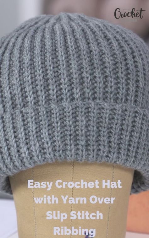 Looking for an easy crocheted hat pattern? The Ribbed Watch Cap by Brenda K.B. Anderson is the perfect hat to practice the unique yarn over slip stitch ribbing stitch pattern. In this video, she explains step-by-step how to crochet this textured, stretchy hat. Slouch Hat Crochet Pattern, Crochet Hats For Boys, Easy Crochet Hat Patterns, Crochet Beanie Pattern Free, Slip Stitch Crochet, Loom Crochet, Beanie Hat Pattern, Easy Crochet Hat, Crochet Skull