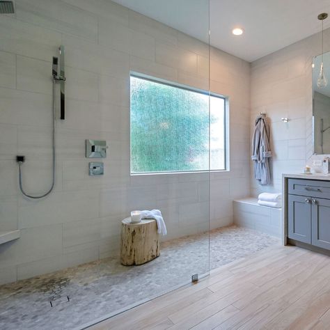 Flat Walk In Showers, Tile For Bathroom Shower Walk In, Long Narrow Walk In Shower Ideas, Big Master Shower Walk In, Barrier Free Shower Ideas, Walk In Shower With Dry Off Area, Long Walk In Shower Ideas, Shower With Drying Area Walk In, Large Walk In Shower With Window