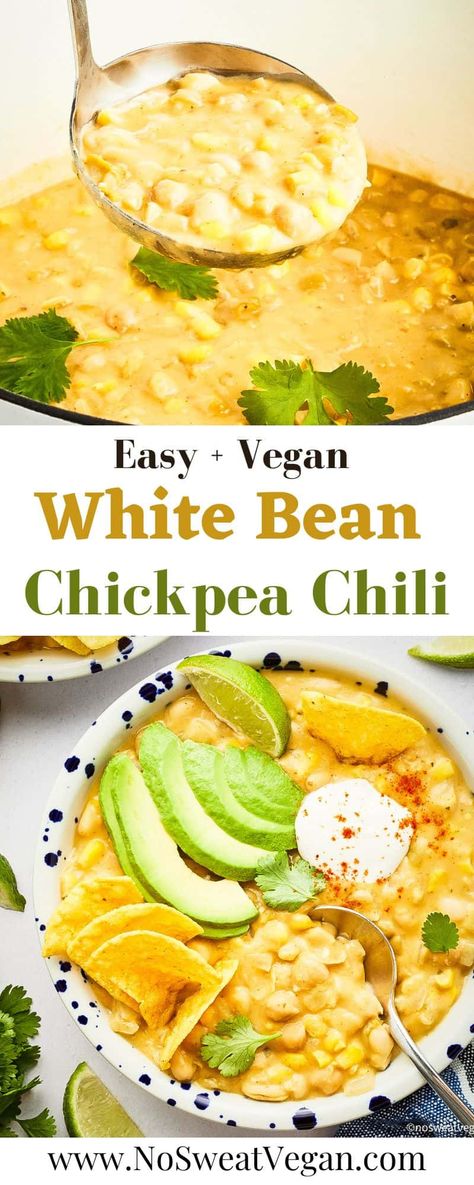 Vegan White Bean Chili, White Bean Chili Recipe, Healthy 2024, Veg Meals, Meatless Mains, White Bean Chili, Veggie Chili, Meatless Meal, High Protein Vegetarian Recipes