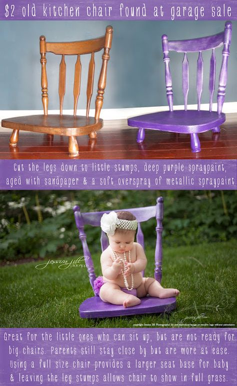 Cut the legs off of a garage sale kitchen chair and paint whatever color you desire. It becomes a great prop for infant photography. Easter Picture Backdrop Ideas Diy Photo, Agritourism Ideas, Diy Newborn Photography Props, Photo Shoot Props, Fairy Photography, Diy Photography Props, Photo Props Diy, Foto Kids, Foto Newborn