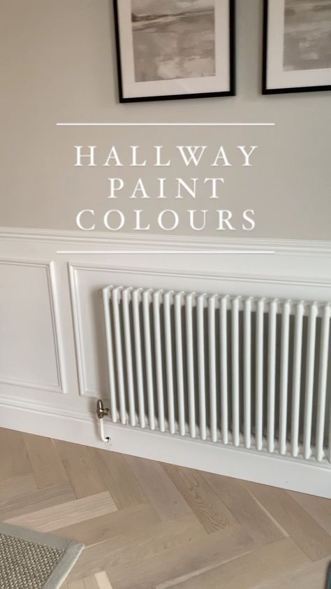 Coloured Panelling Hallway, Rooms Hallway Ideas, Trending Hallway Paint Colors, Hallway Paint Colours Uk, Farrow And Ball Hallway Panelling, Living Room Panelling Half Wall, Farrow And Ball Ammonite Hallway, Wall Panelling Colours, Living Room Panelling Colour Ideas