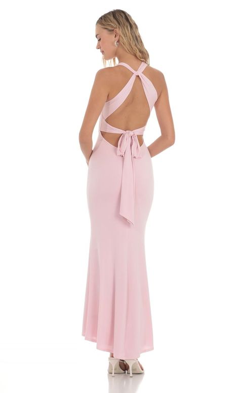 Twist V-Neck Maxi Dress in Pink | LUCY IN THE SKY Prom Dress Inspo, School Dance Dresses, Pink Satin Dress, Pink Long Dress, Pink Silk Dress, Deb Dresses, Stunning Prom Dresses, Light Pink Dress, Preppy Dresses