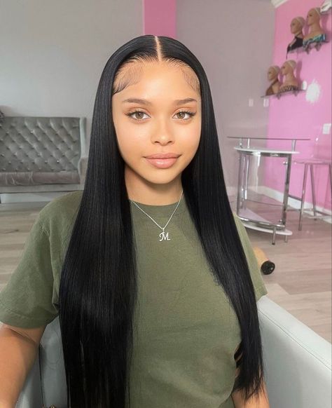 Jet Black Wig, Affordable Lace Front Wigs, Black Hair Wigs, Frontal Wig Hairstyles, Lace Front Wigs Human Hair, Flat Iron Hair Styles, Hair Laid, Dope Hairstyles, Wigs Human Hair