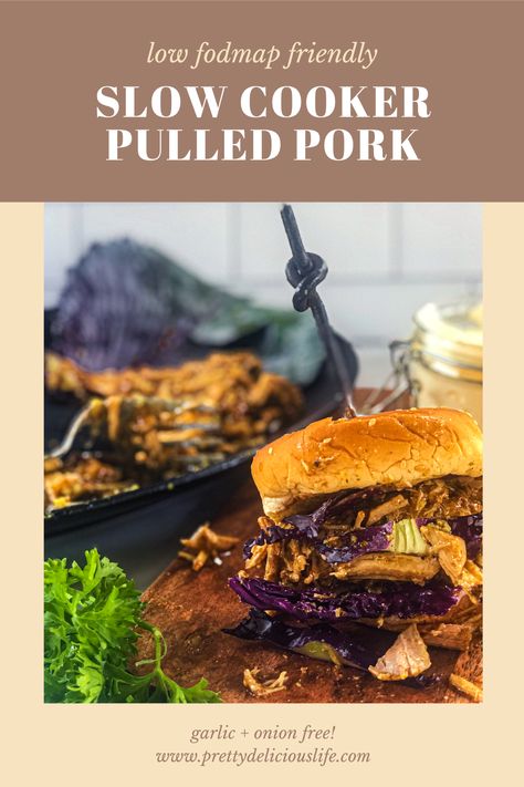 Fodmap Pulled Pork, Low Fodmap Pulled Pork, Pulled Pork Sides, Fodmap Slow Cooker, Bbq Pulled Pork Slow Cooker, Healthy Entrees, Fodmap Friendly, Light Meals, Slow Cooker Recipe