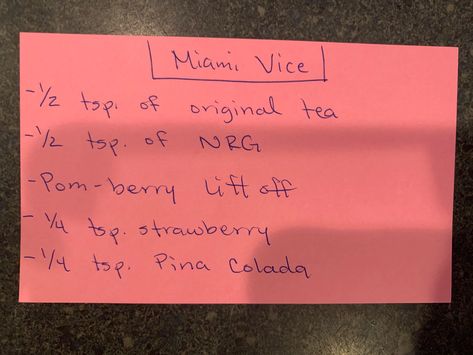 Miami Vice Loaded Tea Recipe, Miami Vice Herbalife Tea, Miami Vice Recipe, Miami Vice Drink Recipe, Miami Vice Drink, Herbalife Tea Recipes, Boosted Tea, Bomb Drinks, Herbalife Teas