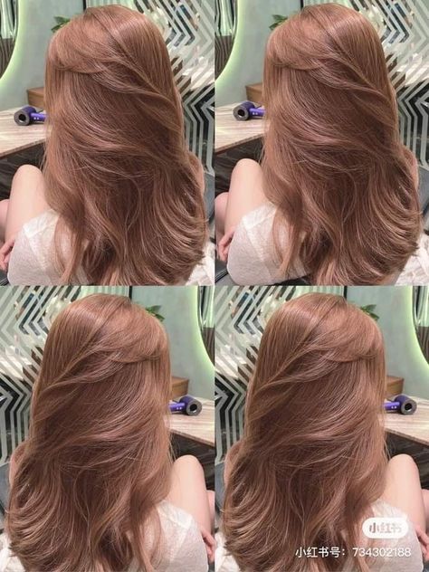 8.34 Hair Color, Milktea Hair Colors Korean, Rose Milk Tea Hair, Milk Tea Brown Hair Color Korean, Vanilla Brown Hair, Maple Brown Hair Color, Light Brown Hair Aesthetic, Milktea Brown Hair Color, Very Light Brown Hair