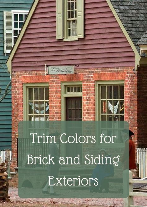 trim color for brick and siding House Trim Exterior, Brick Exterior Colors Schemes, Brick House Trim, Brick And Siding Exterior, Orange Brick Houses, Red Brick House Exterior, Red Brick Exteriors, Green Siding, Brick Cottage