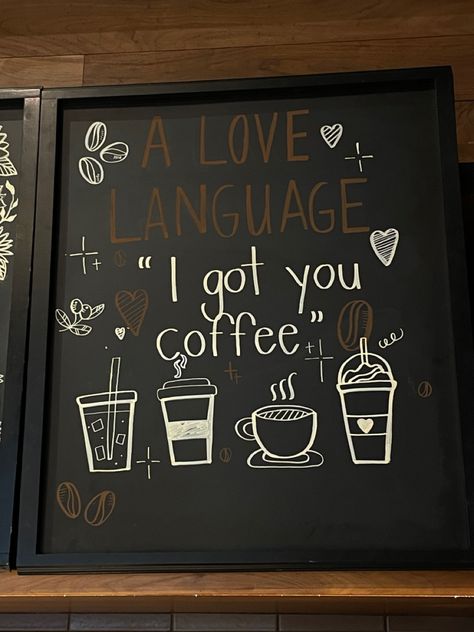 Chalkboard Signs Coffee Shop, Bakery Signs Ideas Store Fronts, Coffee Shop Letter Board, Coffee Shop Board Ideas, Cafe Signs Ideas, Oleato Starbucks Sign, Iced Coffee Chalkboard Art, Chalkboard Art Coffee Shop, Spring Coffee Shop Signs