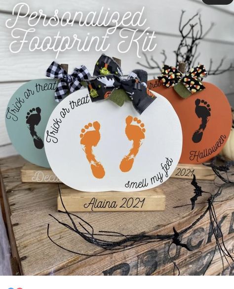 Pumpkin Footprint, Baby Footprint Crafts, Diy Craft For Kids, Cutest Pumpkin In The Patch, Baby Art Projects, Footprint Crafts, Baby First Halloween, Halloween Arts And Crafts, Children Activities