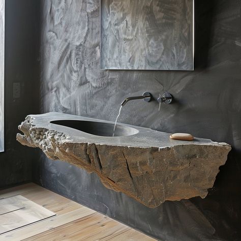 Floating Rocks, Resort Bathroom, Futuristic Bathroom, Bedroom 2024, Stone Bathtub, Stone Bathroom, Automotive Decor, Vanity Design, Stone Basin