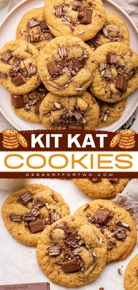 These easy KitKat cookies must be first on the list of your Christmas dessert ideas! This best cookie recipe is soft in the center with crisp edges, just like every good cookie should be! Plus, it's full of your fave KitKat bars! Yum! Kitkat Recipe Desserts, Kitkat Dessert Recipes, Kitkat Recipe, Kitkat Cookies, Kit Kat Recipes, Beginners Baking, Kitkat Bars, Business Cookies, Kit Kat Cookies