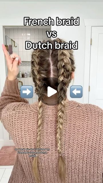 Lainey Ostrom on Instagram: "Just posted this as a reel and it cut off after 60 seconds 🤦🏼‍♀️sorry about that! Reposting! Dutch braid vs French. Which is your fav??? -  #dutchbraid #dutchbraids #dutchbraidstyle #dutchbraidtutorial #frenchbraids #frenchbraidstyle #frenchbraidtutorial #beginnerbraid #beginnerbraider" Dutch Braid Into Low Ponytail, Dutch Braid Fine Hair, Braids That Go Into A Bun, French Double Braid, Cute Hairstyles With French Braids, Multiple French Braids, French Braiding Curly Hair, Outfits To Wear With French Braids, French Dutch Braids