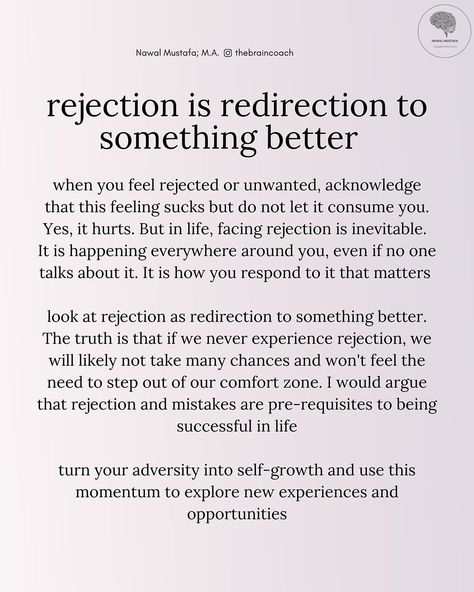 Nawal Mustafa | rejection is redirection 🤍 | Instagram Rejection Is Redirection, Deep Conversation Topics, Practicing Self Love, Unhealthy Relationships, Mental And Emotional Health, Uplifting Quotes, Emotional Health, Self Development, Relationship Advice