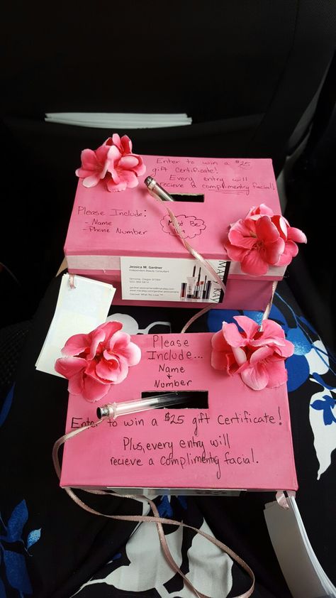 Mary Kay facial boxes! Mary Kay Facial Box, Facial Party, Mary Kay Booking, Mary Kay Gift Certificates, Fair Setup, Mary Kay Opportunity, Mary Kay Facial, Pr Ideas, Younique Party